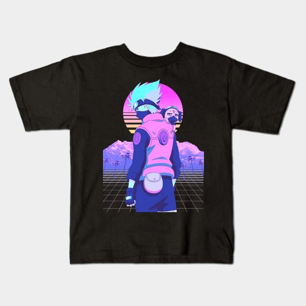 Kakashi vaporwave Kids T-Shirt by San Creative